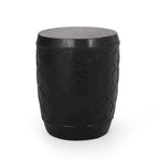 Table d'appoint d'extérieur, motif treillis de 16 pouces, finition béton noir