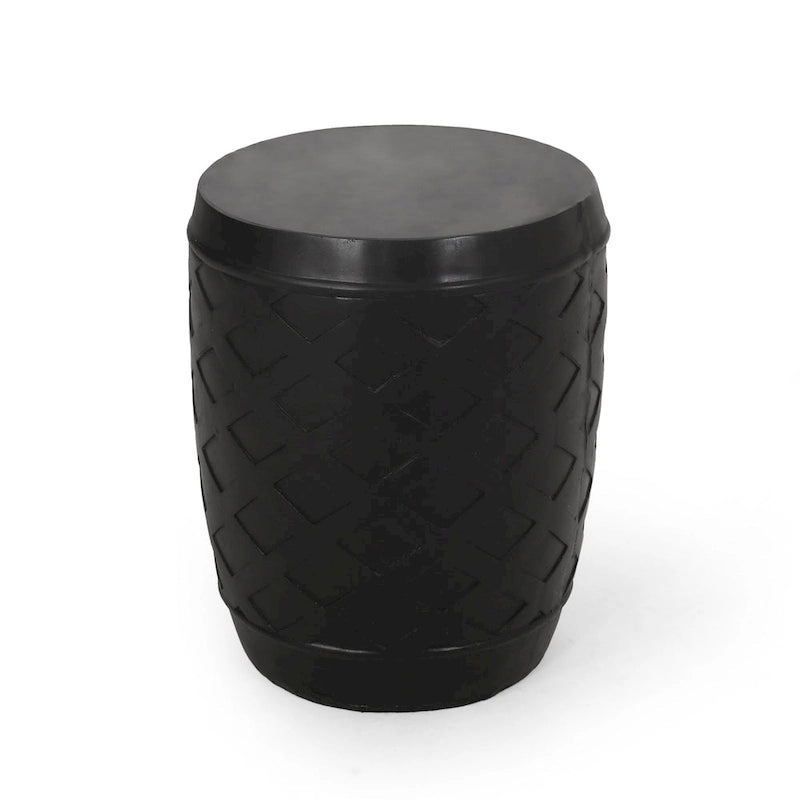Table d'appoint d'extérieur, motif treillis de 16 pouces, finition béton noir