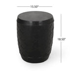 Table d'appoint d'extérieur, motif treillis de 16 pouces, finition béton noir