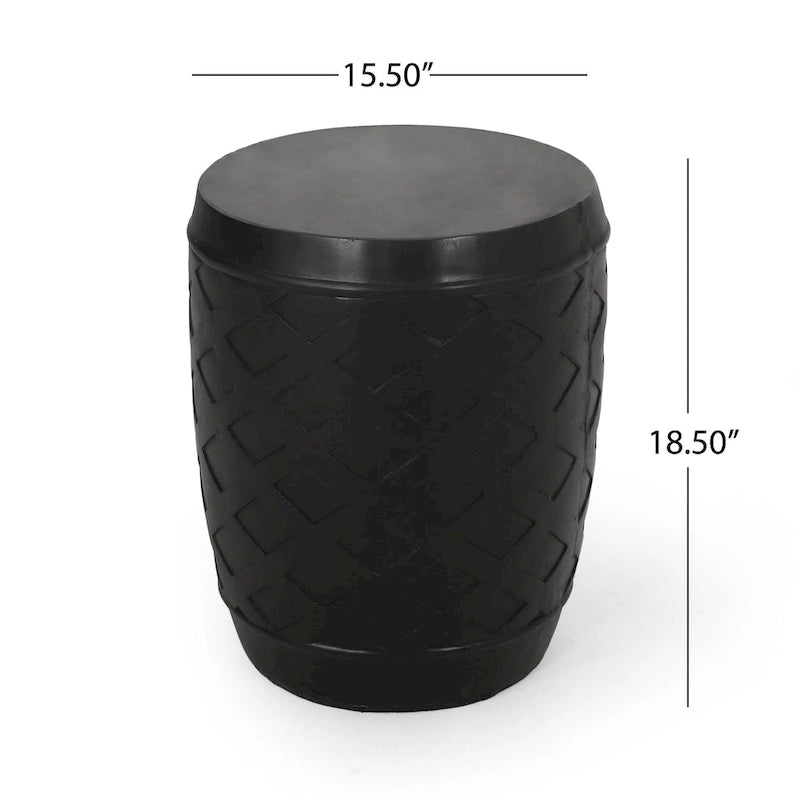 Table d'appoint d'extérieur, motif treillis de 16 pouces, finition béton noir