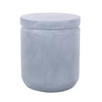 Outdoor Side End Table, Round 16 Inch, Light Blue Faux Concrete Frame