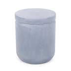 Table d'appoint d'extérieur, ronde 16 pouces, cadre imitation béton bleu clair
