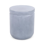 Table d'appoint d'extérieur, ronde 16 pouces, cadre imitation béton bleu clair