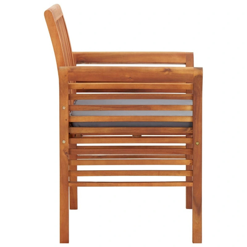 Kim, ensemble de 2 pièces, fauteuil de jardin Geay, bois d'acacia marron