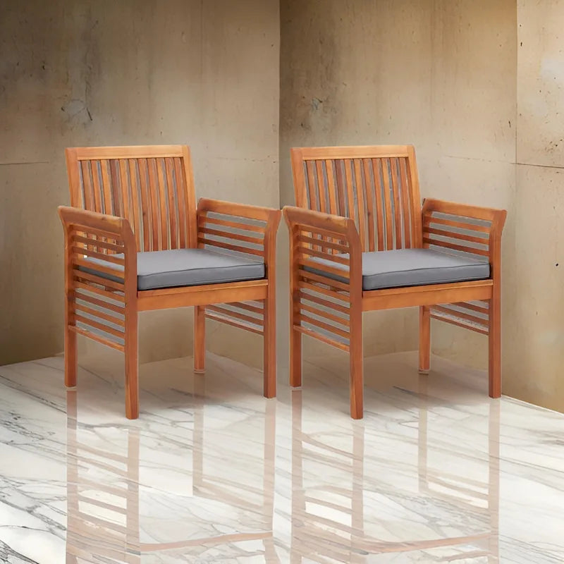 Kim, ensemble de 2 pièces, fauteuil de jardin Geay, bois d'acacia marron