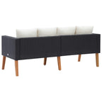 Canapé 2 places d'extérieur Joy, coussin blanc, poly rotin noir, 165 cm