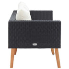 Canapé 2 places d'extérieur Joy, coussin blanc, poly rotin noir, 165 cm