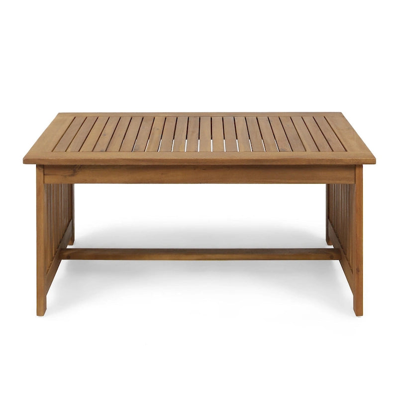Table basse d'extérieur Gerry, 40 pouces rectangulaire en bois d'acacia marron à lattes