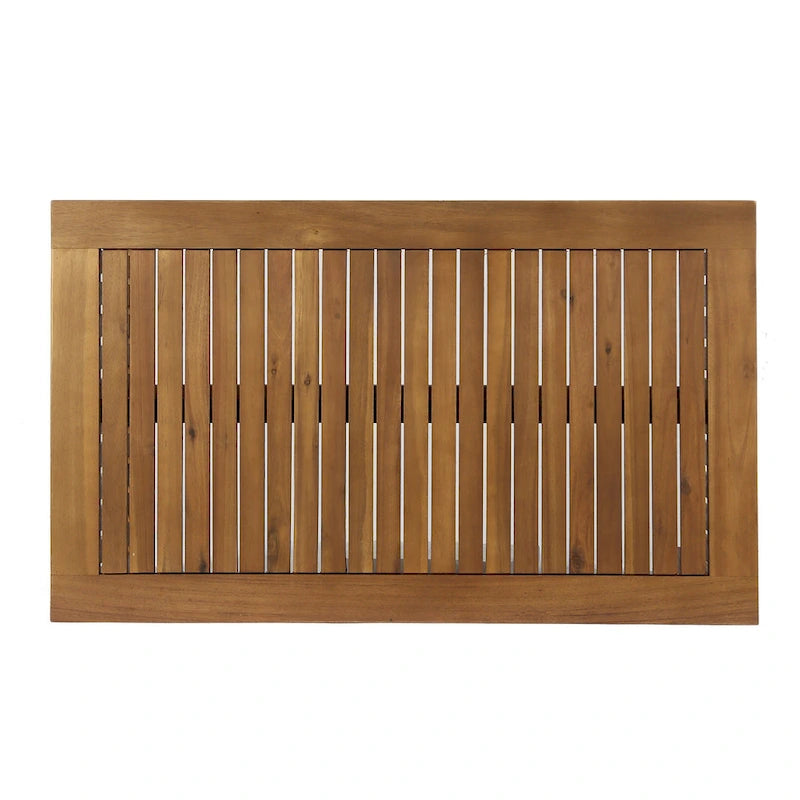Table basse d'extérieur Gerry, 40 pouces rectangulaire en bois d'acacia marron à lattes
