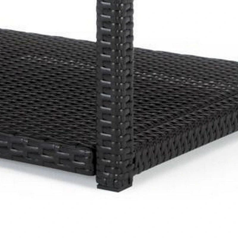 Table basse Coco moderne de 46 pouces pour patio avec étagère, cadre en osier, espresso