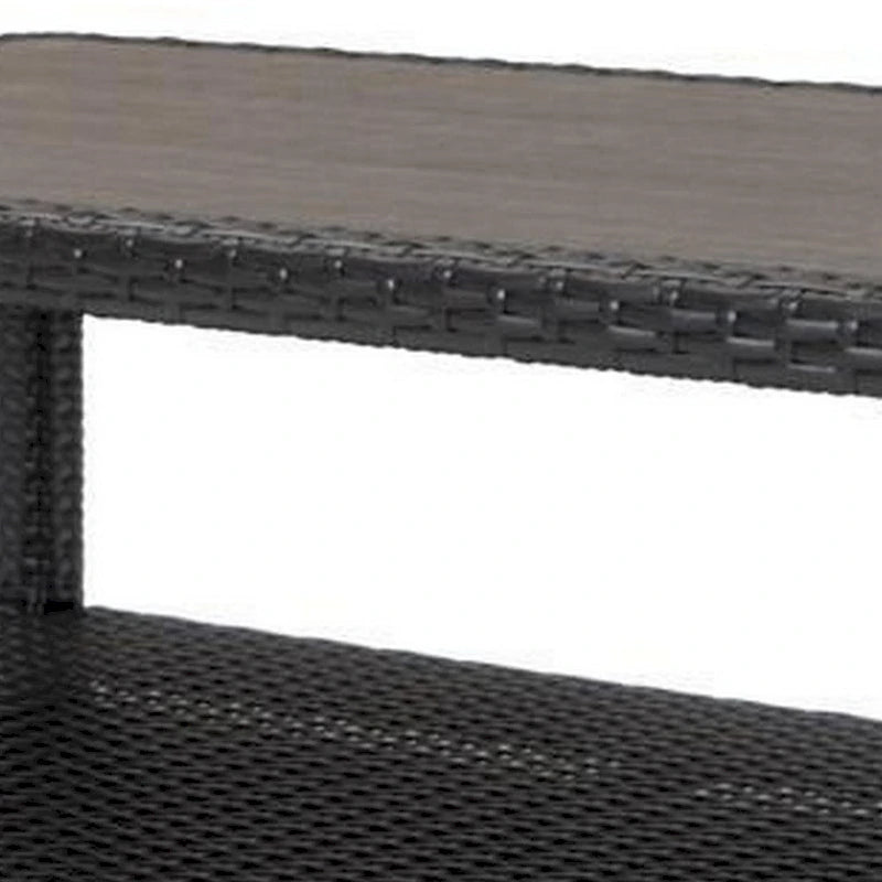 Table basse Coco moderne de 46 pouces pour patio avec étagère, cadre en osier, espresso