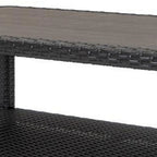 Table basse Coco moderne de 46 pouces pour patio avec étagère, cadre en osier, espresso