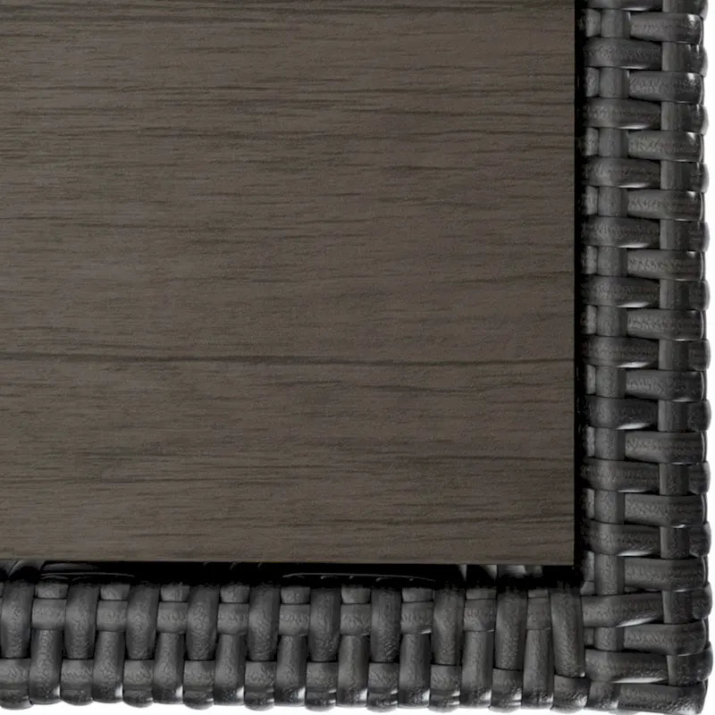 Table basse Coco moderne de 46 pouces pour patio avec étagère, cadre en osier, espresso