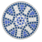 Table d'appoint latérale d'extérieur, ronde 14 pouces, plateau en céramique mosaïque bleue et blanche
