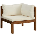 Ensemble de canapé modulaire d'extérieur 3 pièces Lina, bois d'acacia marron, polyester crème