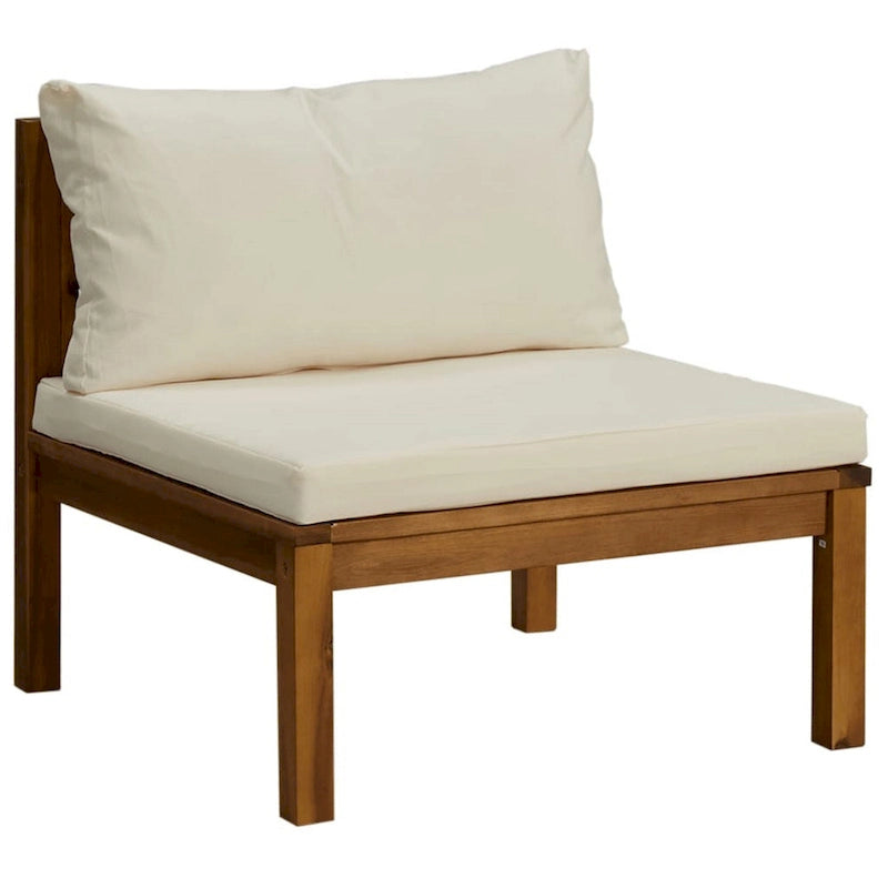 Ensemble de canapé modulaire d'extérieur 3 pièces Lina, bois d'acacia marron, polyester crème