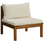 Ensemble de canapé modulaire d'extérieur 3 pièces Lina, bois d'acacia marron, polyester crème