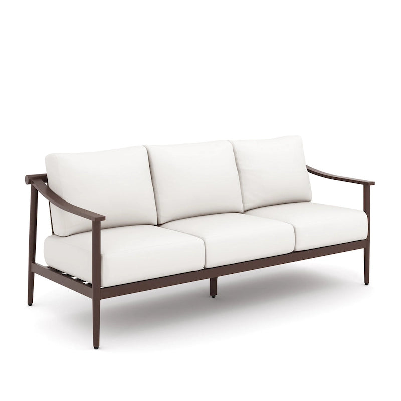 Canapé d'extérieur Fena 4 pièces, 2 fauteuils et table basse, coussins ivoire