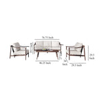 Canapé d'extérieur Fena 4 pièces, 2 fauteuils et table basse, coussins ivoire