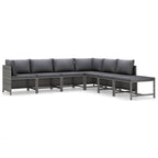Ensemble de canapés modulaires d'extérieur Avio 7 pièces avec pouf, en résine tressée gris foncé