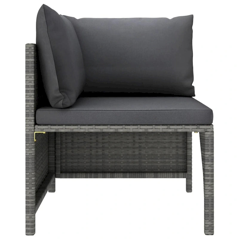 Ensemble de canapés modulaires d'extérieur Avio 7 pièces avec pouf, en résine tressée gris foncé