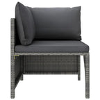 Ensemble de canapés modulaires d'extérieur Avio 7 pièces avec pouf, en résine tressée gris foncé