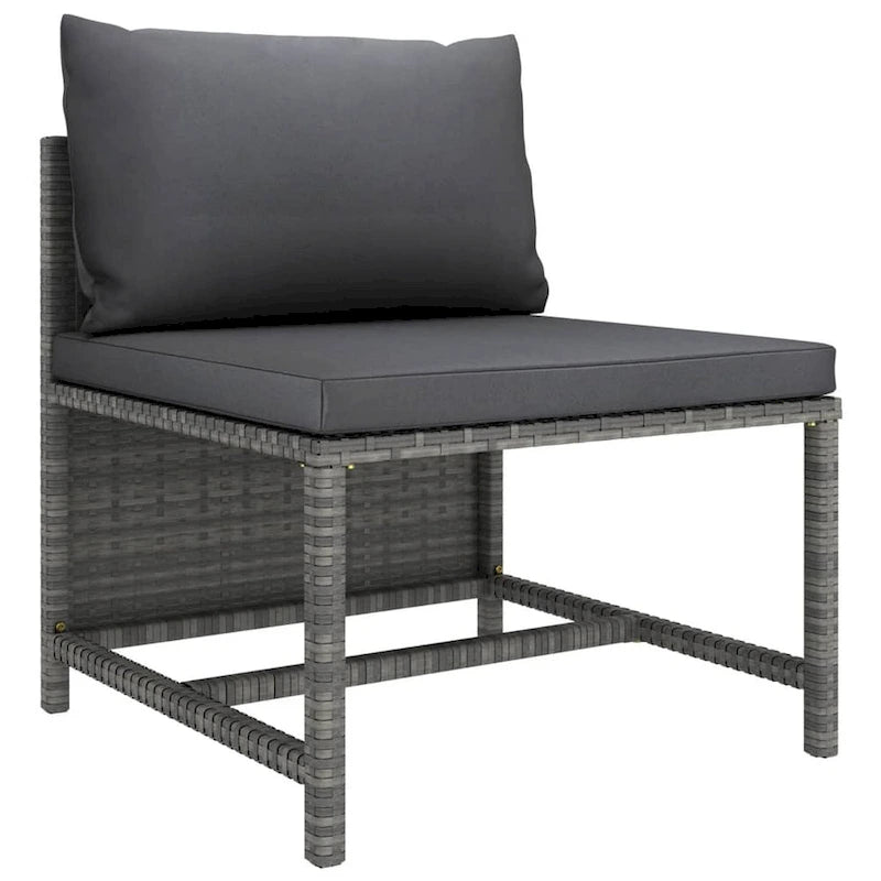 Ensemble de canapés modulaires d'extérieur Avio 7 pièces avec pouf, en résine tressée gris foncé