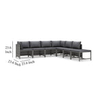 Ensemble de canapés modulaires d'extérieur Avio 7 pièces avec pouf, en résine tressée gris foncé