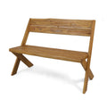 Outdoor Accent Bench, 48 Inch Classic Cross Design, Brown Acacia Wood