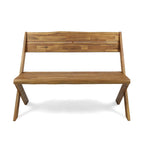 Banc d'appoint extérieur, design classique à croix de 48 pouces, bois d'acacia brun