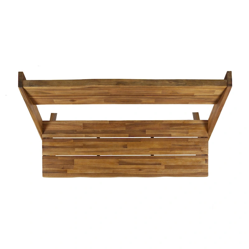 Banc d'appoint extérieur, design classique à croix de 48 pouces, bois d'acacia brun