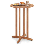 Table de bar d'extérieur en bois d'acacia Gymax 39 avec plateau à lattes pour