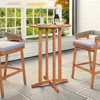 Table de bar d'extérieur en bois d'acacia Gymax 39 avec plateau à lattes pour
