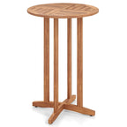 Table de bar d'extérieur en bois d'acacia Gymax 39 avec plateau à lattes pour