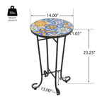 Table d'appoint intérieure et extérieure avec plateau en carrelage et pieds volutes pour balcon et jardin