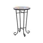 Table d'appoint intérieure et extérieure avec plateau en carrelage et pieds volutes pour balcon et jardin