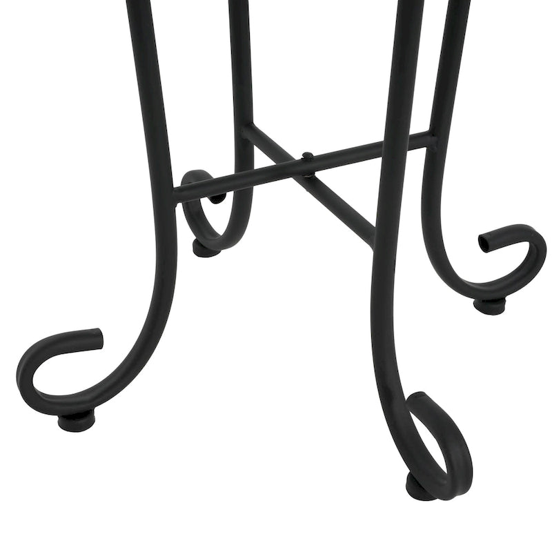 Table d'appoint intérieure et extérieure avec plateau en carrelage et pieds volutes pour balcon et jardin