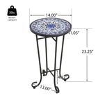 Table d'appoint intérieure et extérieure avec plateau en carrelage et pieds volutes pour balcon et jardin