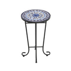 Table d'appoint intérieure et extérieure avec plateau en carrelage et pieds volutes pour balcon et jardin