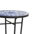 Table d'appoint intérieure et extérieure avec plateau en carrelage et pieds volutes pour balcon et jardin