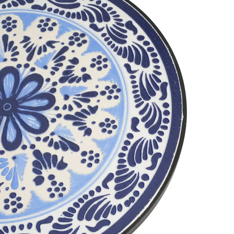 Table d'appoint intérieure et extérieure avec plateau en carrelage et pieds volutes pour balcon et jardin