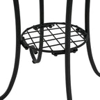 Table d'appoint de patio ronde, petite table de bout, support de plante avec plateau en céramique florale et étagère de rangement pour salle d'étude, jardin