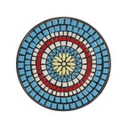 Table d'appoint de patio ronde, petite table de bout, support de plante avec plateau en céramique florale et étagère de rangement pour salle d'étude, jardin