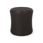 Table d'appoint d'extérieur Wicker Side Table, table d'appoint pivotante avec espace de rangement pour jardin et arrière-cour, table de patio portable