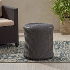Table d'appoint d'extérieur Wicker Side Table, table d'appoint pivotante avec espace de rangement pour jardin et arrière-cour, table de patio portable