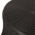 Table d'appoint d'extérieur Wicker Side Table, table d'appoint pivotante avec espace de rangement pour jardin et arrière-cour, table de patio portable