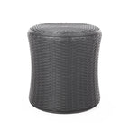 Table d'appoint d'extérieur Wicker Side Table, table d'appoint pivotante avec espace de rangement pour jardin et arrière-cour, table de patio portable