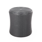 Table d'appoint d'extérieur Wicker Side Table, table d'appoint pivotante avec espace de rangement pour jardin et arrière-cour, table de patio portable