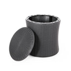 Table d'appoint d'extérieur Wicker Side Table, table d'appoint pivotante avec espace de rangement pour jardin et arrière-cour, table de patio portable
