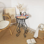 Table d'appoint de patio Résistante aux intempéries Table d'appoint Table basse ronde Support de plantes pour usage intérieur et extérieur